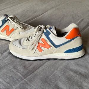 New Balance Men's White, Orange, and Blue Sneakers